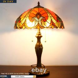 Tiffany Table Lamp Red Liaison Stained Glass Style Bedside Lamp 16X16X24 Inches