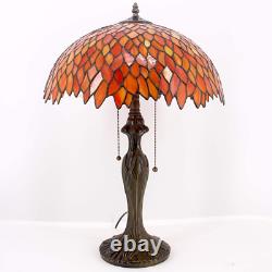 Tiffany Table Lamp Red Wisteria Stained Glass Bedside Lamp 16X16X24 Inches Desk