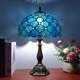 Tiffany Table Lamp Stained Glass Antique Bedside Nightstand Lamp Blue Pearl S