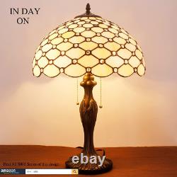Tiffany Table Lamp Stained Glass Bedside Lamp 16X16X24 Inches Cream Pearl Bead D