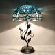 Tiffany Table Lamp, Stained Glass Desk Light, W12h19 Inch, Metal Leaf Base Drag