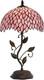 Tiffany Table Lamp, Stained Glass Desk Light, W12h19 Inch, Metal Leaf Base Pink
