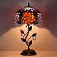Tiffany Table Lamp Stained Glass Desk Light With Metal Leaf Base W12h19 Inch