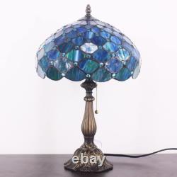 Tiffany Table Lamp Stained Glass Lamp 12X12X19 Inch Antique Reading Lamp Sea Bl
