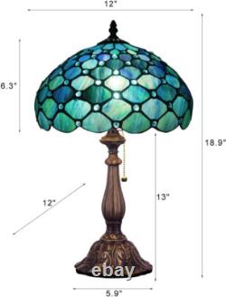Tiffany Table Lamp Stained Glass Lamp 12X12X19 Inch Antique Reading Lamp Sea Bl