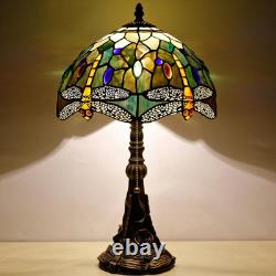Tiffany Table Lamp Stained Glass Lamp 12X12X19 Inch Antique Reading Light Amber