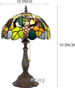 Tiffany Table Lamp Stained Glass Lamp 12X12X19 Inch Antique Reading Light Amber