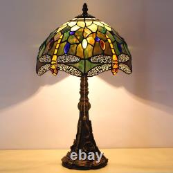 Tiffany Table Lamp Stained Glass Lamp 12X12X19 Inch Antique Reading Light Amber