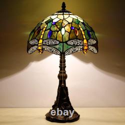 Tiffany Table Lamp Stained Glass Lamp 12X12X19 Inch Antique Reading Light Amber