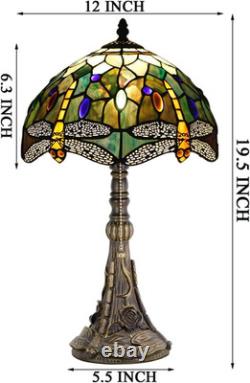 Tiffany Table Lamp Stained Glass Lamp 12X12X19 Inch Antique Reading Light Amber