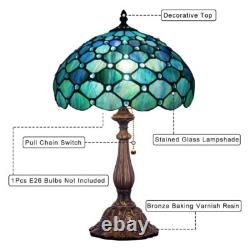 Tiffany Table Lamp Stained Glass Lamp 12x12x19 Inch Antique Reading Lamp sea Bl