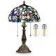 Tiffany Table Lamp, Stained Glass Lamp With Natural Shell And Amethyst, 12 Vin