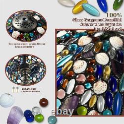 Tiffany Table Lamp, Stained Glass Lamp with Natural Shell and Amethyst, 12 Vin