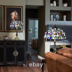 Tiffany Table Lamp, Stained Glass Lamp with Natural Shell and Amethyst, 12 Vin