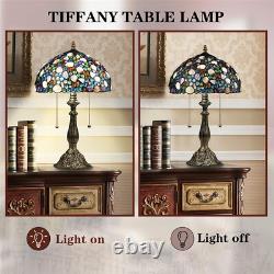 Tiffany Table Lamp, Stained Glass Lamp with Natural Shell and Amethyst, 12 Vin