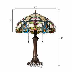 Tiffany Table Lamp Stained Glass Shade withResin Base Circular Arc Reading Light