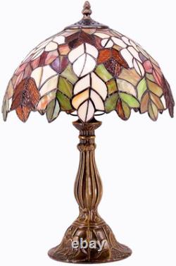 Tiffany Table Lamp Stained Glass Style Maple Leaf Bedside Lamp Desk Reading Ligh