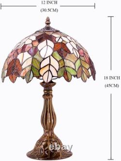 Tiffany Table Lamp Stained Glass Style Maple Leaf Bedside Lamp Desk Reading Ligh