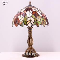Tiffany Table Lamp Stained Glass Style Maple Leaf Bedside Lamp Desk Reading Ligh