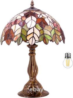 Tiffany Table Lamp Stained Glass Style Maple Leaf Bedside Lamp Desk Reading Ligh