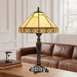 Tiffany Table Lamp, Vintage Style Desk Lamp with Stained Glass Shade, Mid Cen