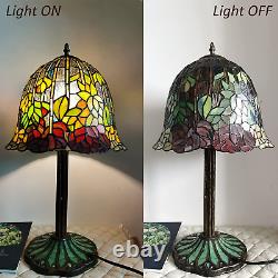 Tiffany Table Lamp for Living Room, Rose Flower Stained Glass Lamp Shade for Beds