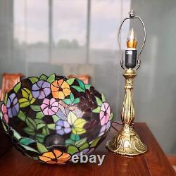 Tiffany Table Lamp for Living Room Stained Glass Grape Rose Hand-Made Table L