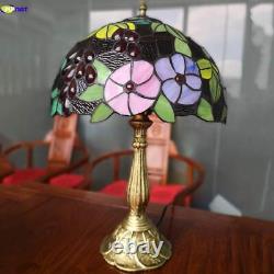 Tiffany Table Lamp for Living Room Stained Glass Grape Rose Hand-Made Table L