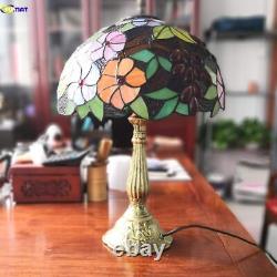 Tiffany Table Lamp for Living Room Stained Glass Grape Rose Hand-Made Table L