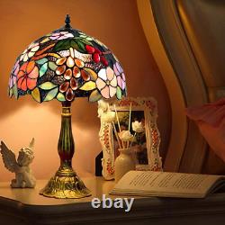 Tiffany Table Lamp for Living Room Stained Glass Grape Rose Hand-Made Table Lamp