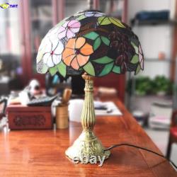 Tiffany Table Lamp for Living Room Stained Glass Grape Rose Hand-Made Table Lamp