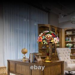 Tiffany Table Lamp for Living Room Stained Glass Grape Rose Hand-Made Table Lamp