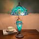 Tiffany Table Lamp With Nightlight Sea Green 3 Lights Stained Glass Desk Lamp