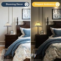 Tiffany Table Lamp with Square Stained Glass Shade, Vintage Style Desk Lamp