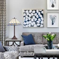 Tiffany Table Lamp with Square Stained Glass Shade, Vintage Style Desk Lamp