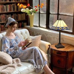 Tiffany Table Lamp with Square Stained Glass Shade, Vintage Style Desk Lamp