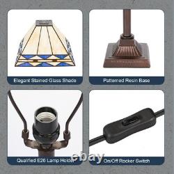 Tiffany Table Lamp with Square Stained Glass Shade, Vintage Style Desk Lamp