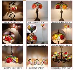 Tiffany Table Lamp with Stained Glass Shade Reading Desk Light 21 Tall Metal