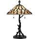 Tiffany Table Lamp With Tree Branch Base With Organic Stained Glass Shade With