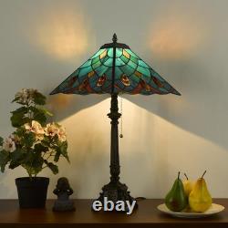 Tiffany Table Lamps Sky Blue Stained Glass Crystal Style Mission Desk Lamp 12X12