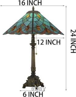 Tiffany Table Lamps Sky Blue Stained Glass Crystal Style Mission Desk Lamp 12X12