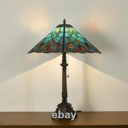 Tiffany Table Lamps Sky Blue Stained Glass Crystal Style Mission Desk Lamp 12X12