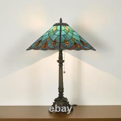 Tiffany Table Lamps Sky Blue Stained Glass Crystal Style Mission Desk Lamp 12X12