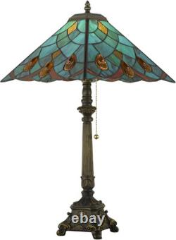 Tiffany Table Lamps Sky Blue Stained Glass Crystal Style Mission Desk Lamp 12X12