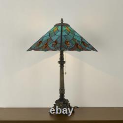 Tiffany Table Lamps Sky Blue Stained Glass Crystal Style Mission Desk Lamp 12X12