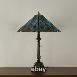 Tiffany Table Lamps Sky Blue Stained Glass Crystal Style Mission Desk Lamp 12X12