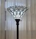 Tiffany Torchiere Floor Lamp Standing Peacock 72 Stained Glass Shade White New