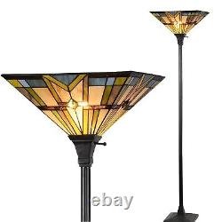 Tiffany Torchiere Floor Lamps Vintage Antique Stained Glass Standing Lighting