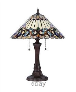 Tiffany Victorian Design Stained Glass Table Desk Lamp 16.5 Shade 22 Tall