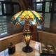 Tiffany Victorian Style 3 Light Table Lamp Stained Glass Vintage Shade Lit Base